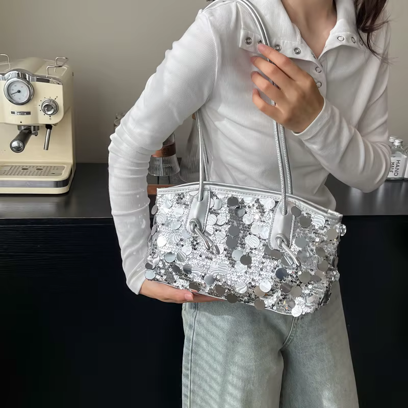 Sac seau à sequins pour femmes