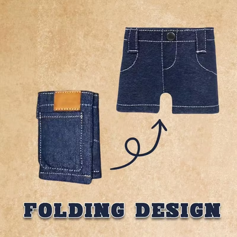 Portefeuille pliable de poche en jean