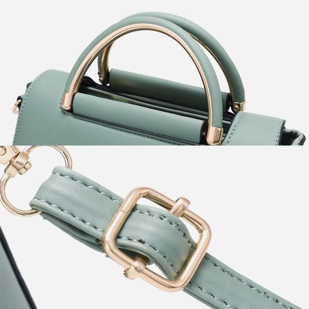 Petit sac à main en cuir PU couleur unie réglable fourre-tout décontracté bandoulière carré sac à bandoulière dame