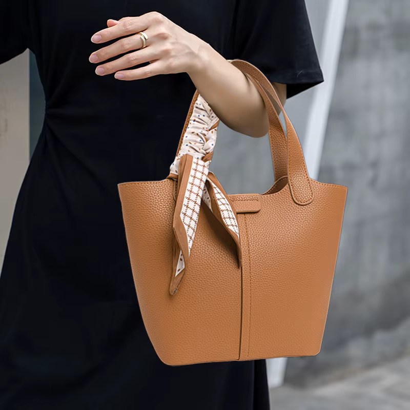 Aidrani nouveau sac seau de couleur unie en peau de vache souple sac à main de luxe pour femmes