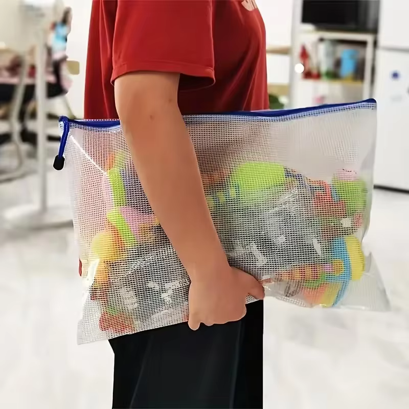 Sac à documents en poudre à fermeture éclair en maille