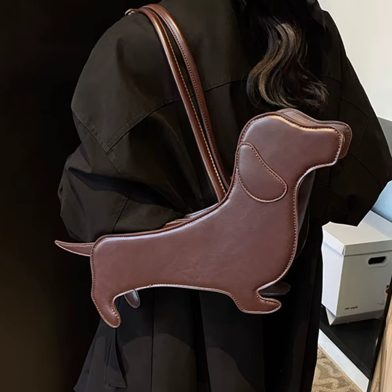 INS – sac à bandoulière teckel tridimensionnel en cuir PU