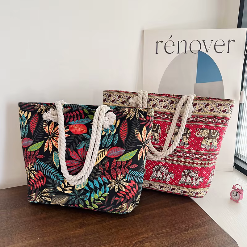 Sac à Main en Toile à Motifs Imprimés pour Femme