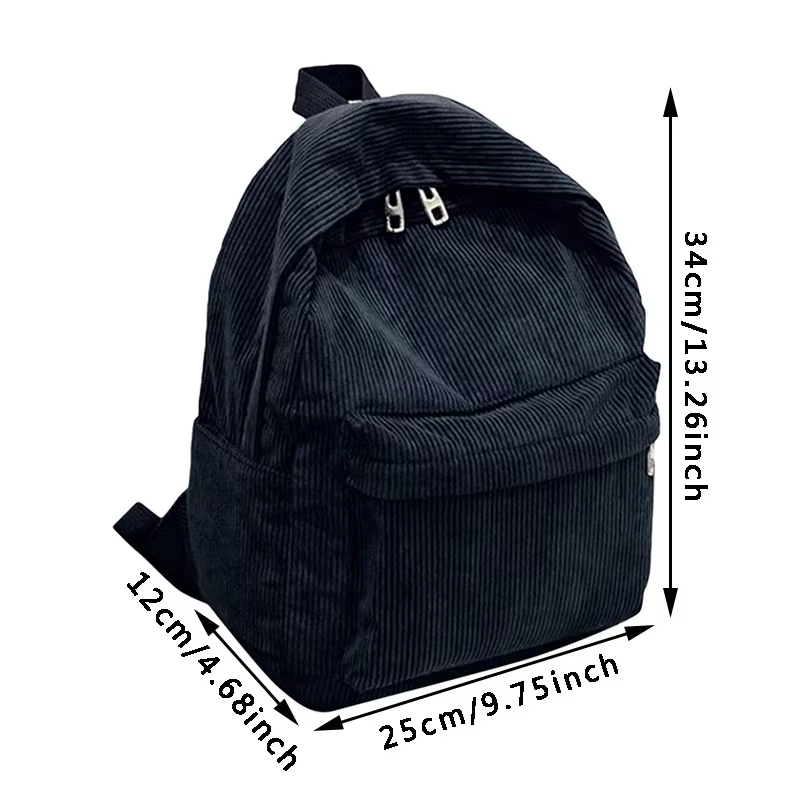 Nouveaux sacs à dos en velours côtelé pour hommes et femmes avec style universitaire