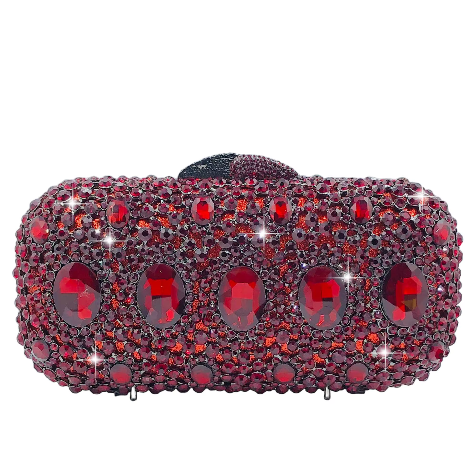 Boutique de FGG Pochette en strass bordeaux pour femme