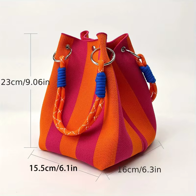 Sac seau tissé multicolore