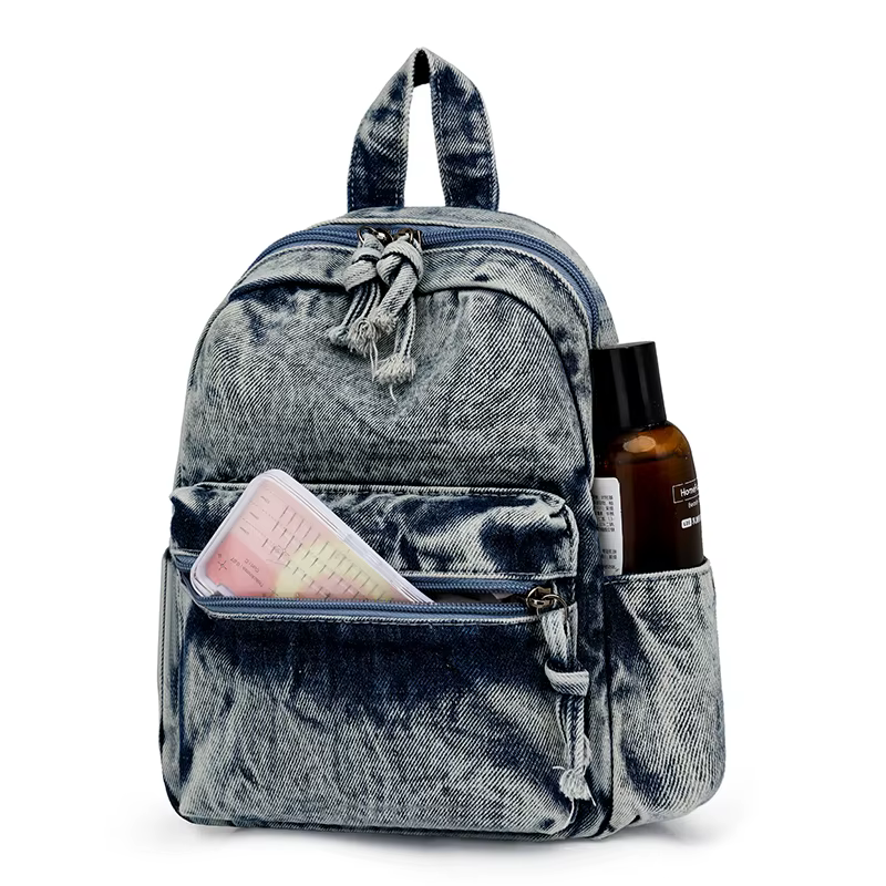Sacs à dos en denim délavé pour femmes