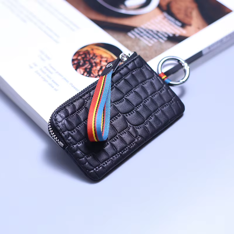 Mini sac à main pour hommes portefeuille femmes en cuir véritable fermeture éclair marque courte dame petit étui à clés