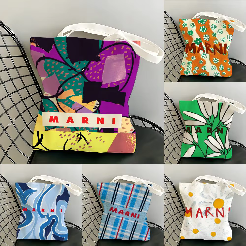 BRAND M-MARNI-iS Sacs de rangement Sac fourre-tout en toile pour femme Grande capacité Sac de courses écologique réutilisable Sac à main à bandoulière