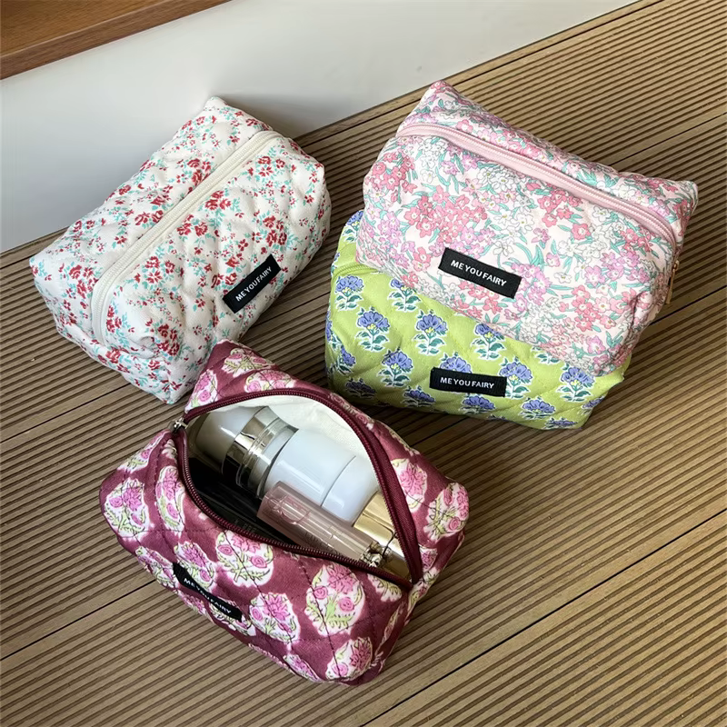 2025 Vintage Floral vanité étui doux Jacquard maquillage pochette femmes fermeture éclair