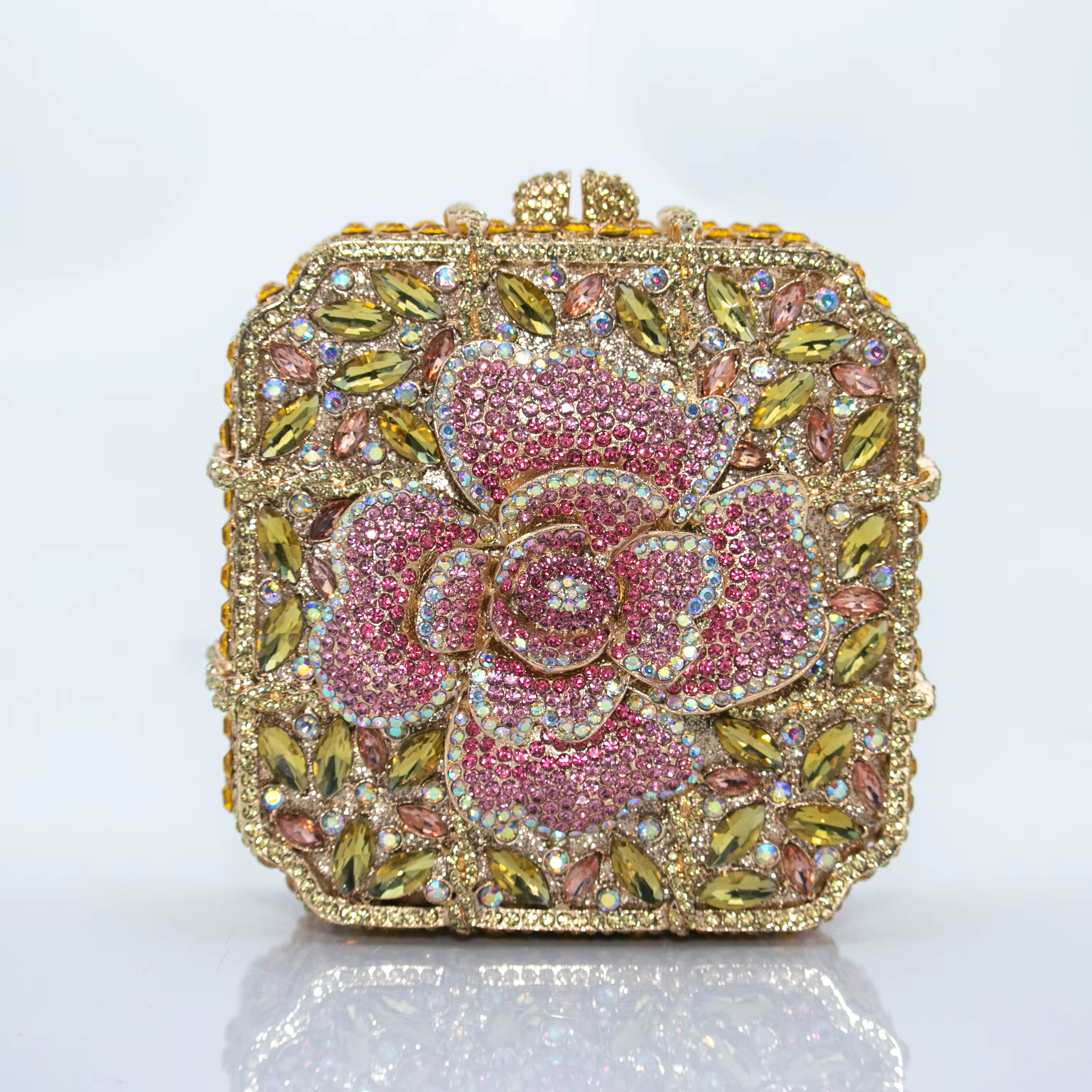 Pochette de luxe florale en cristal