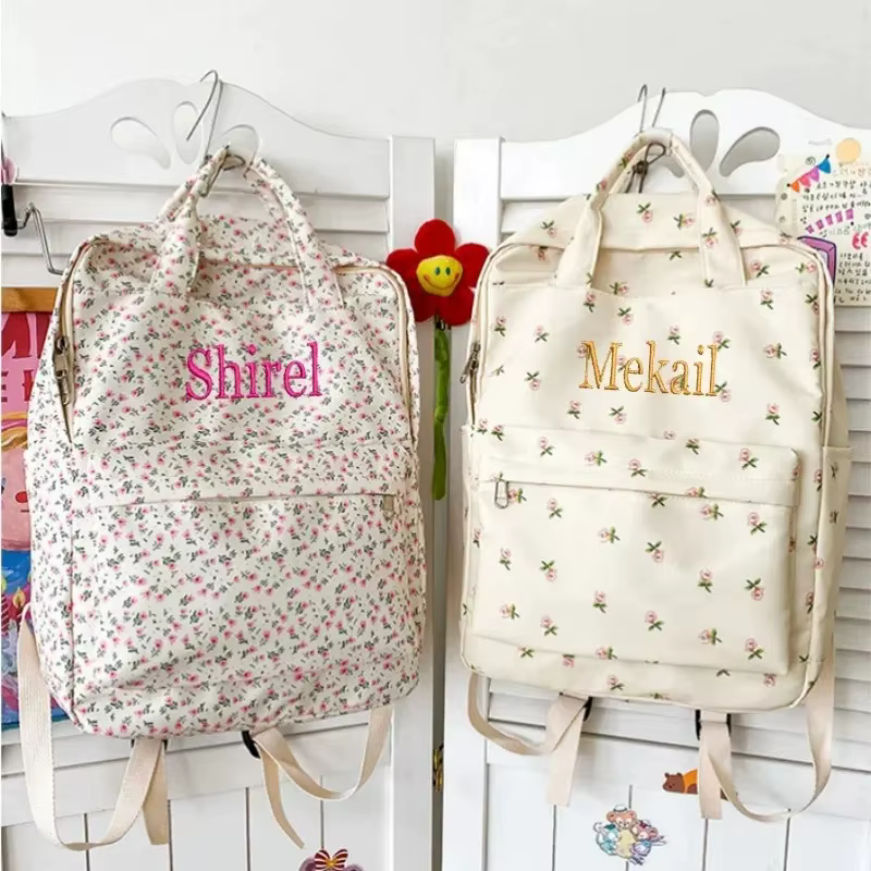 Petit sac à dos floral d'art littéraire personnalisé – Style académie japonaise