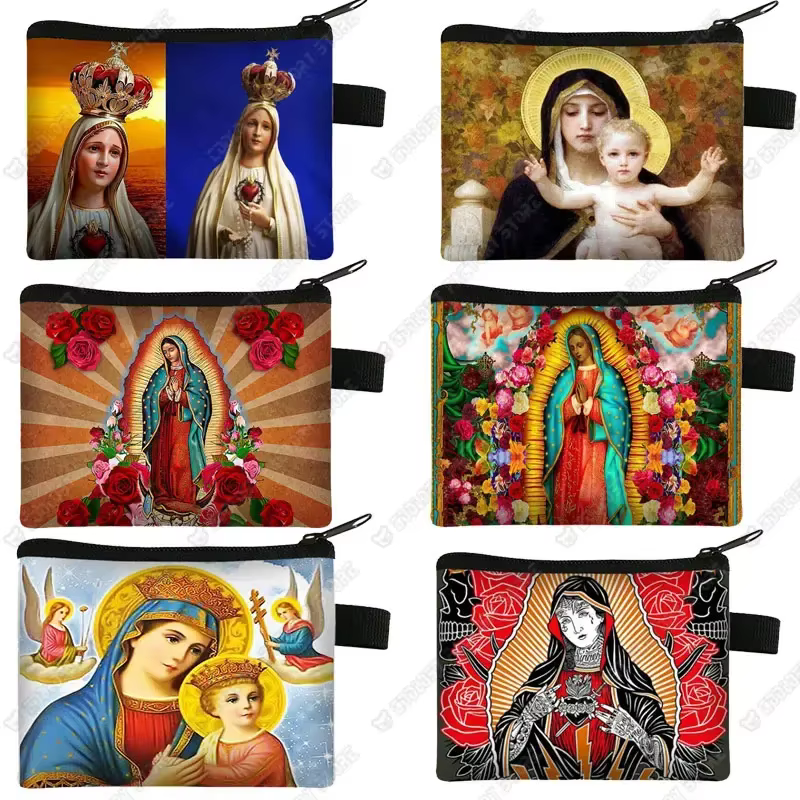 Saint Marie peinture à l'huile sac à monnaie Notre-Dame de Guadalupe vierge