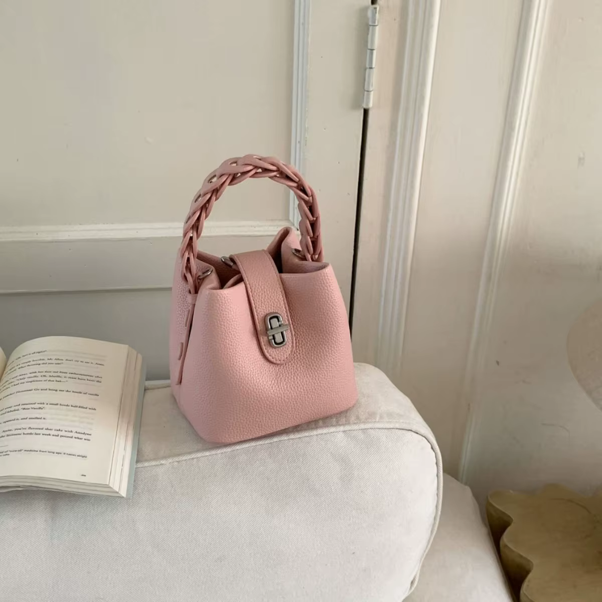 Sac Seau Urbain Minimaliste Motif Litchi Tendance Polyvalent Sac à Bandoulière Simple pour Trajet Quotidien Sac Croisé Personnalisé