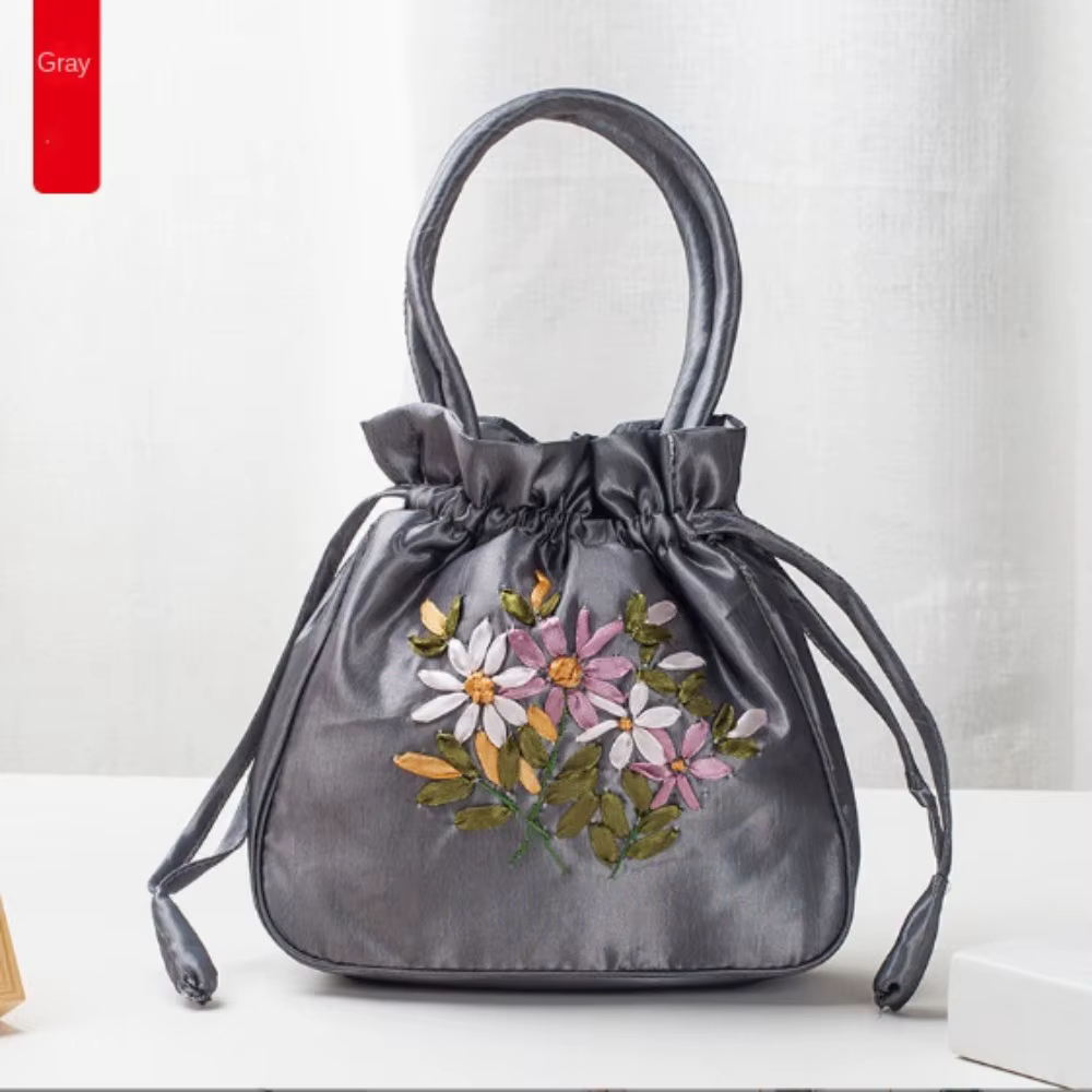 Mini sac à main à motif de fleurs brodées pour femmes