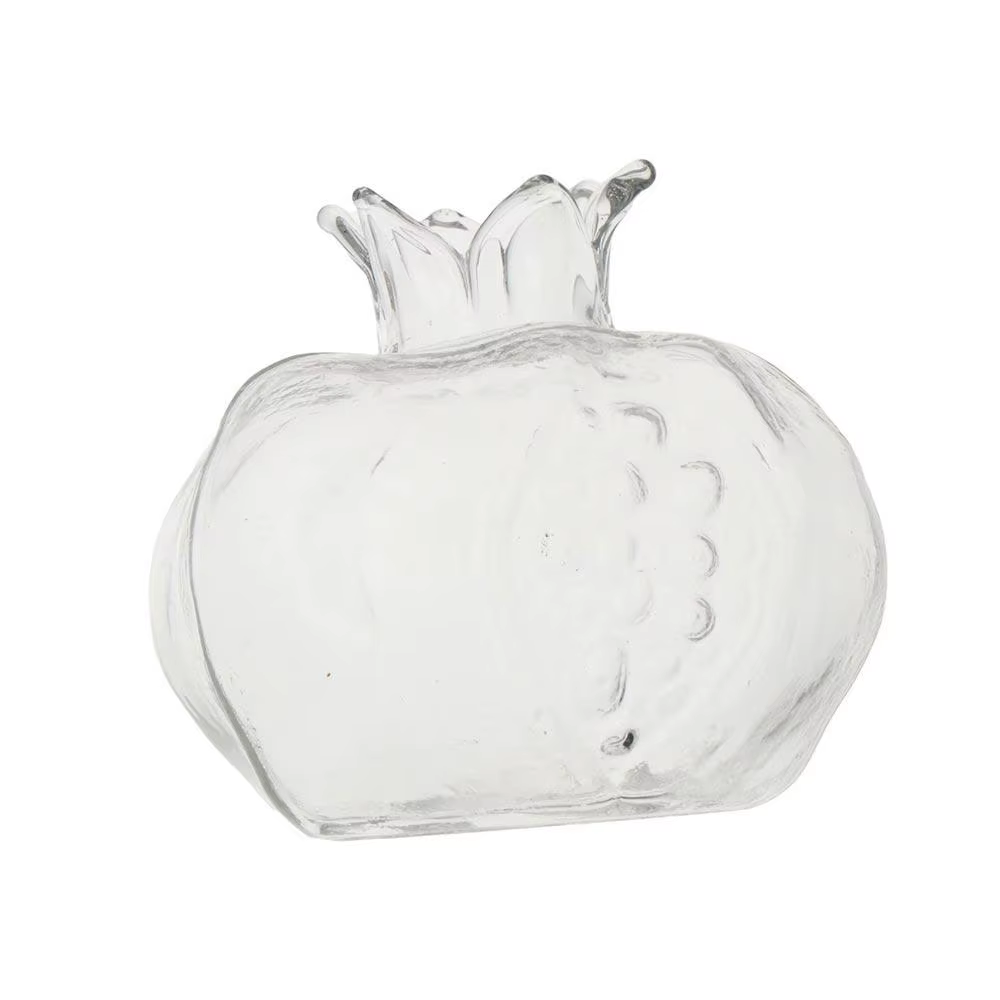 Mini vase à fleurs hydroponiques en verre transparent, motif de marteau fait à la main, vase à fruits de grenade rouge, bureau