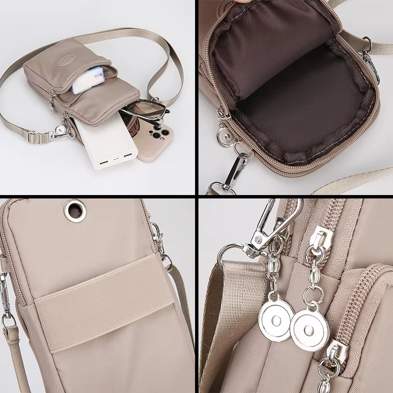 Sac bandoulière élégant beige multi-poches