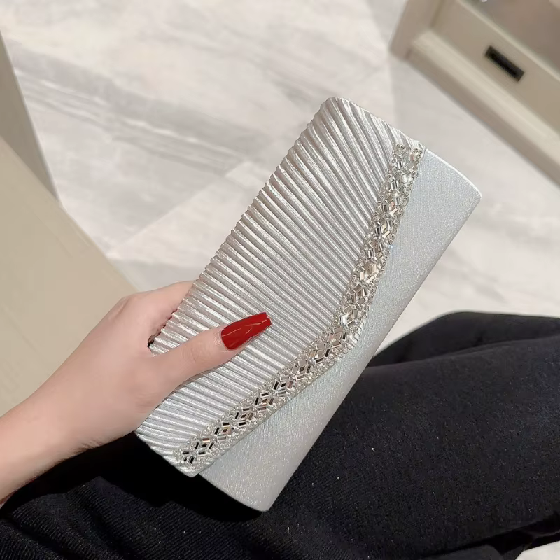 Femmes soirée pochettes élégant luxe femme argent/noir/blanc pochette de mariage sac à main fête sac