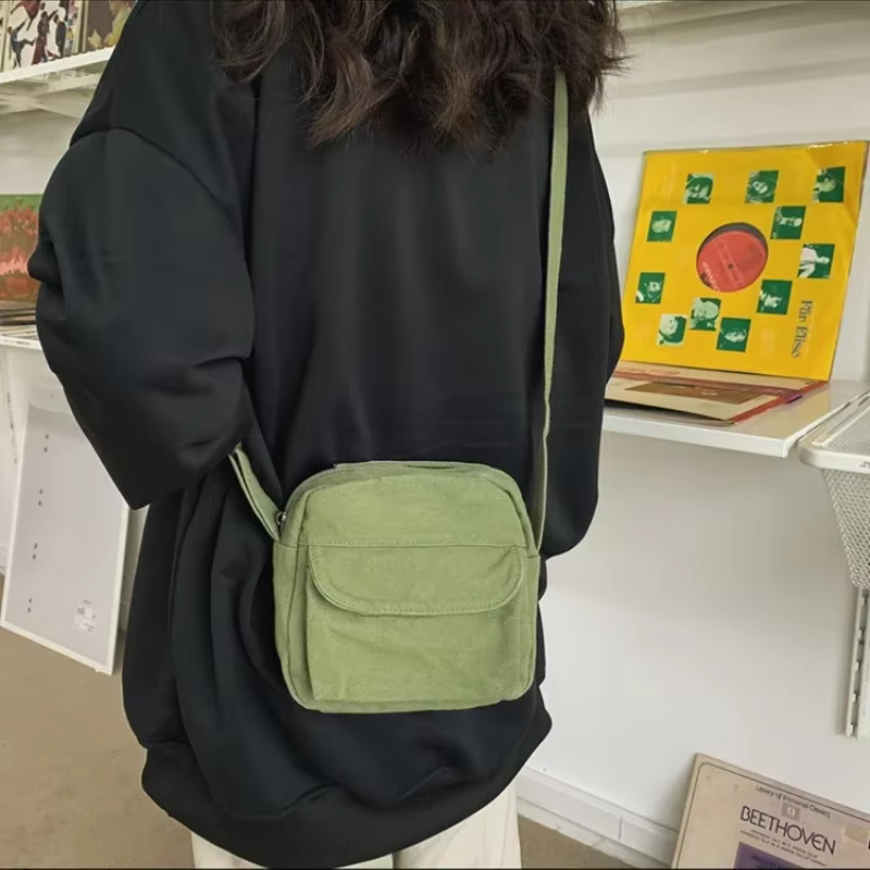Mode petits sacs à bandoulière en toile pour femmes 2026 Mini épaule téléphone sac à main fille étudiant coton tissu