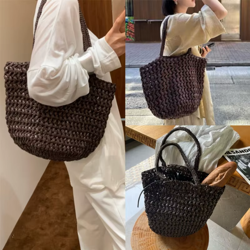 Sac fourre-tout en paille tressé à la main pour femme