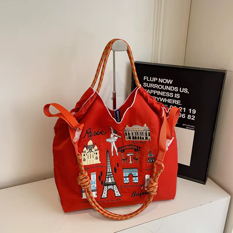 Sac à bandoulière en toile à motifs colorés pour femme