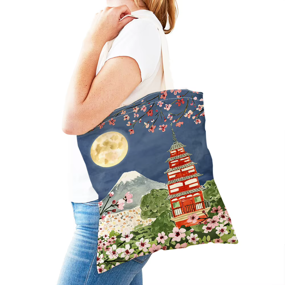 Sac de shopping en toile à double impression pour femme