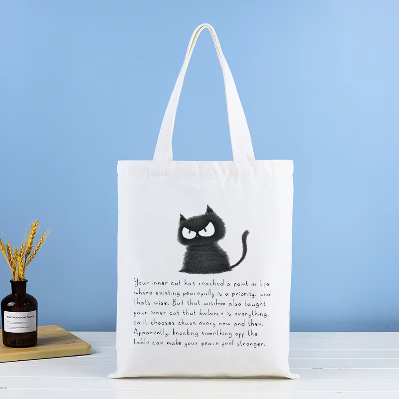 Sac à main pour femme motif chat noir mignon et paresseux