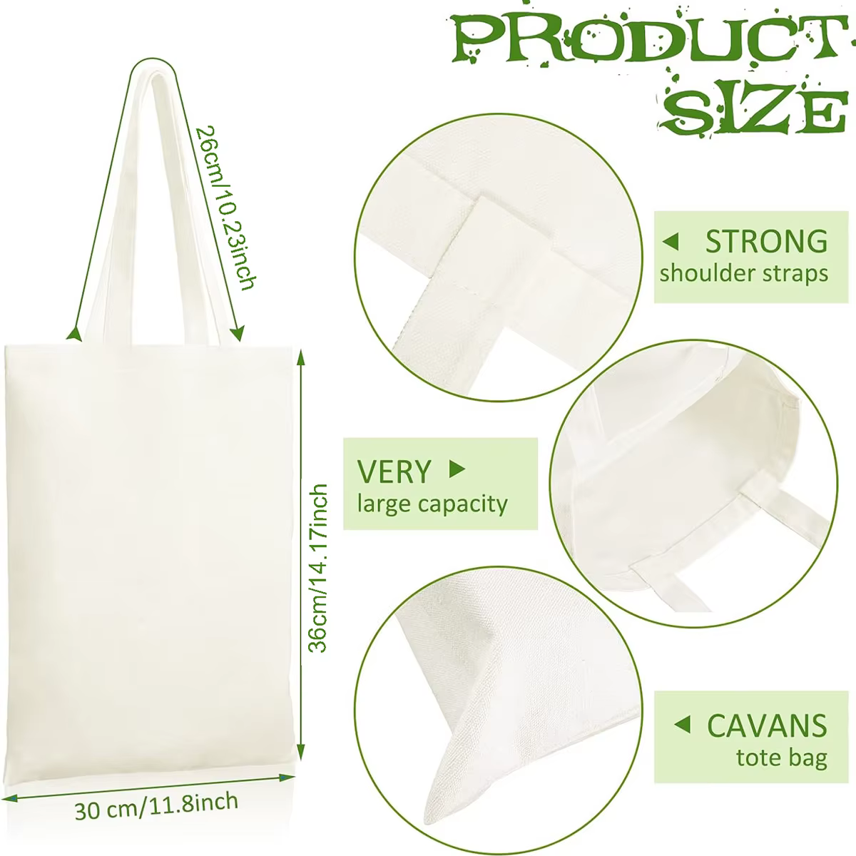 Paquet de 6 sacs fourre-tout en toile