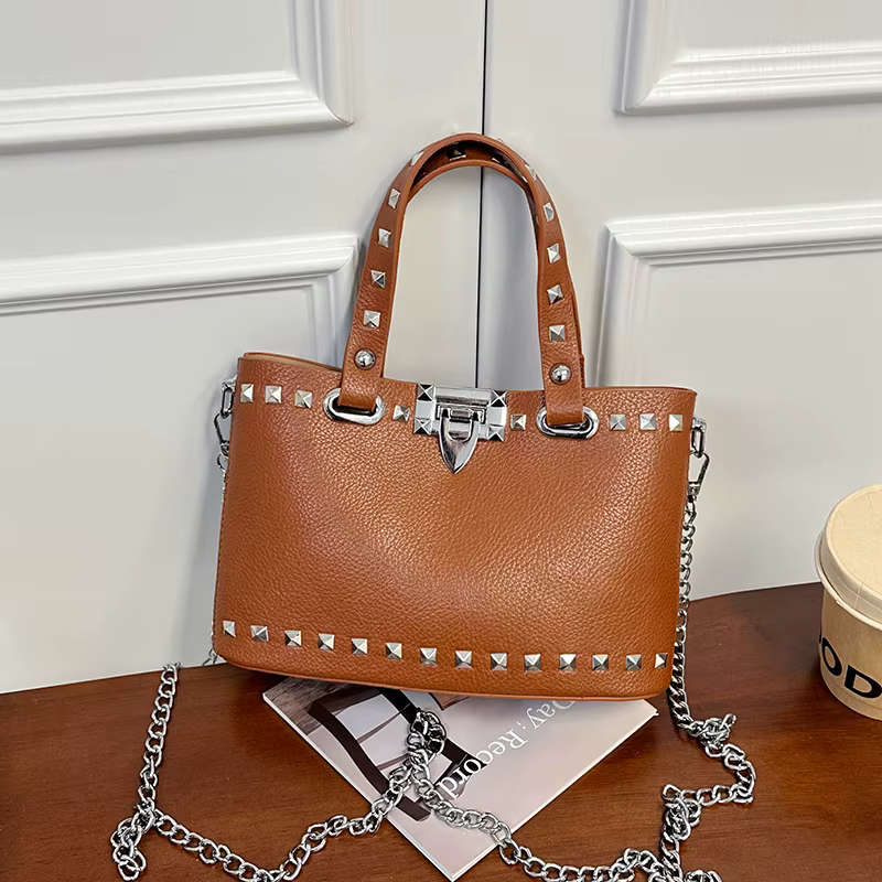 Sac à bandoulière en cuir PU noir pour femme
