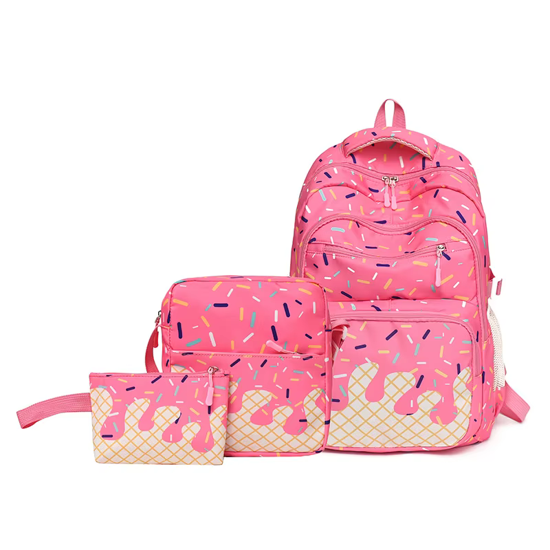 Nouvelle série de sacs d'école 3 pièces style collège pour filles