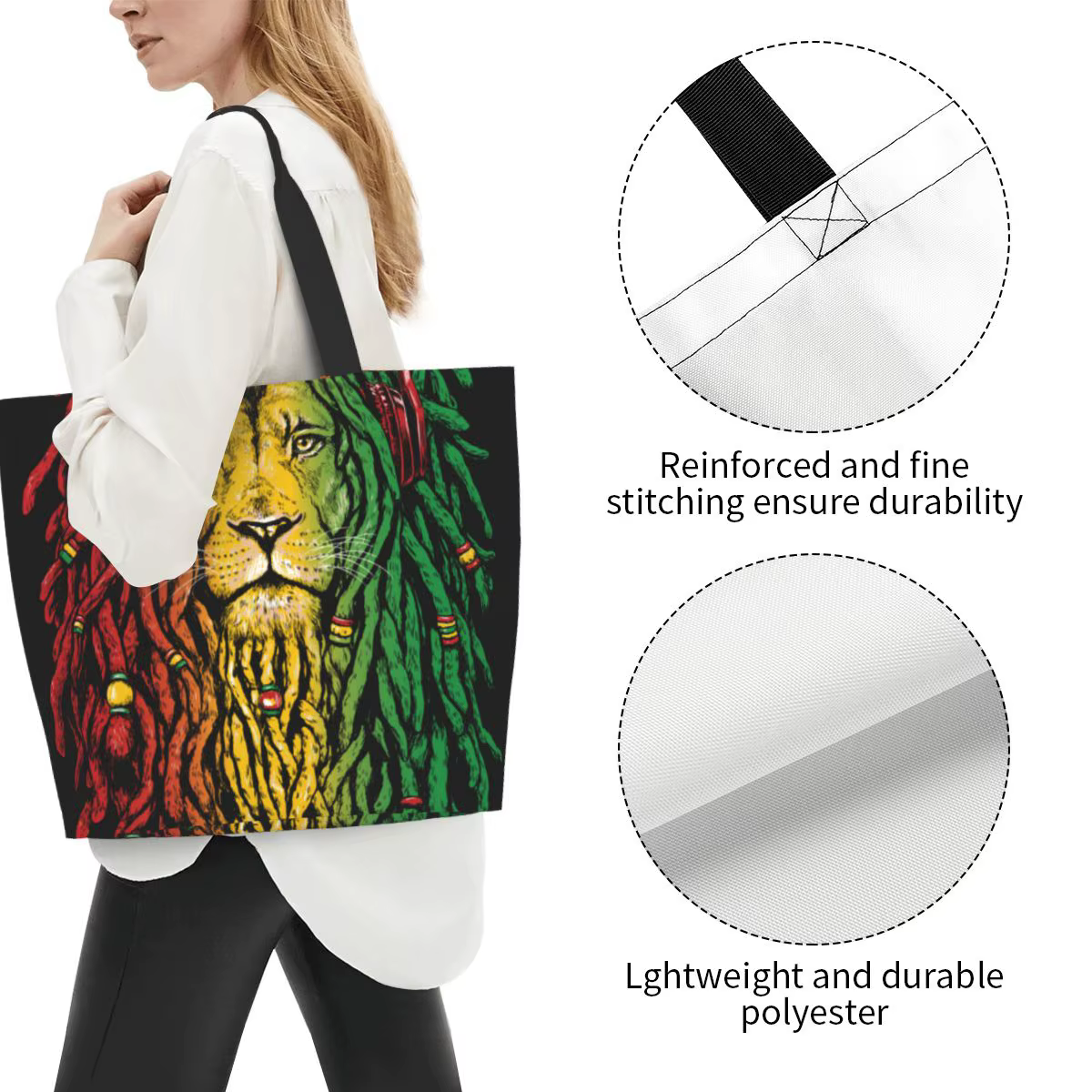 Rasta Lion2 Sac fourre-tout grande capacité pour femme