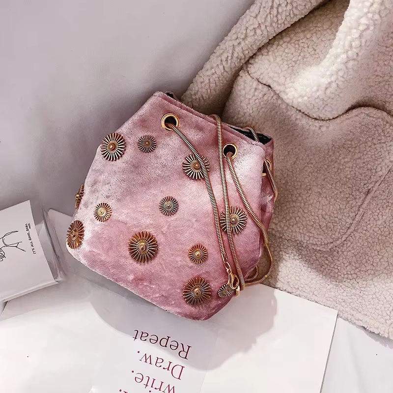 Nouveaux sacs à bandoulière pour femmes sac seau élégant sac à main en velours fourre-tout sac