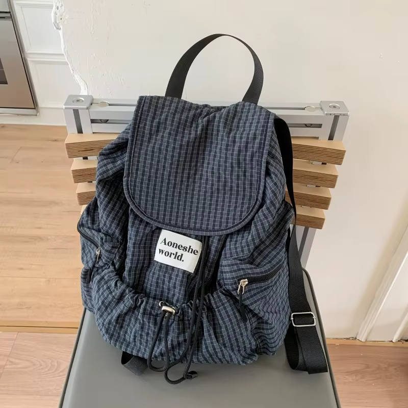 Sacs à dos décontractés en Nylon à carreaux