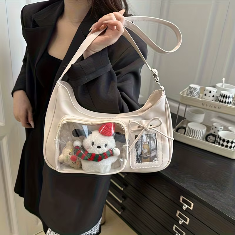 Sac messager transparent tendance | Sac à main pour femme - Sac bandoulière en similicuir synthétique rouge - avec