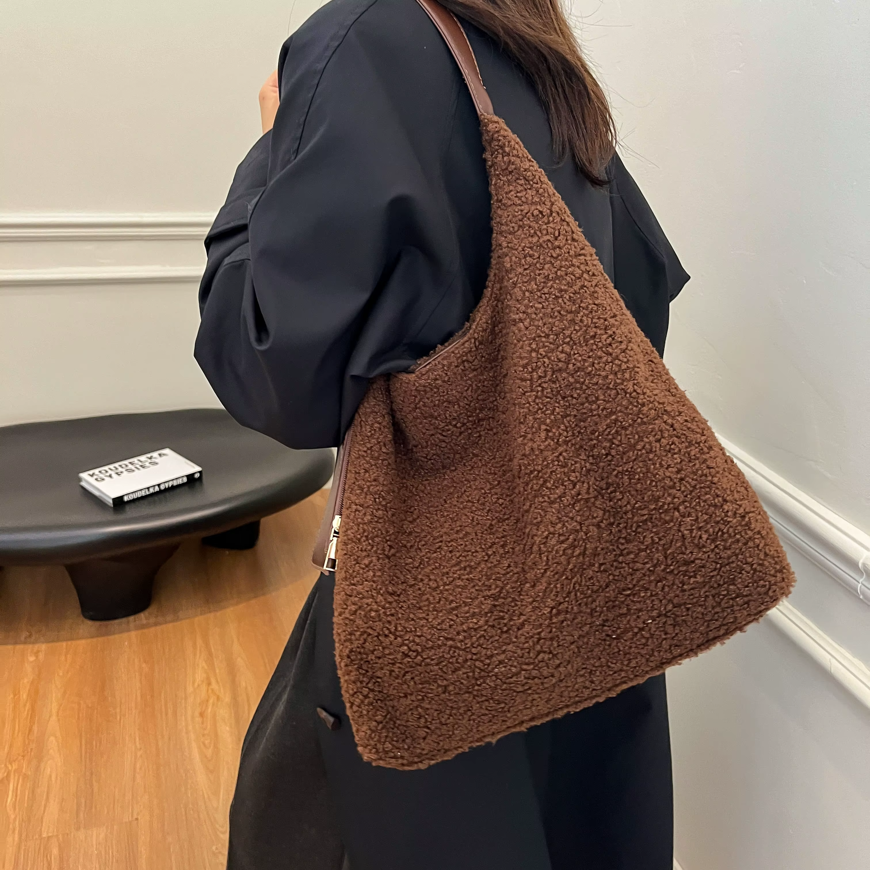 Mode femmes sac à main automne hiver fausse fourrure moelleux sacs