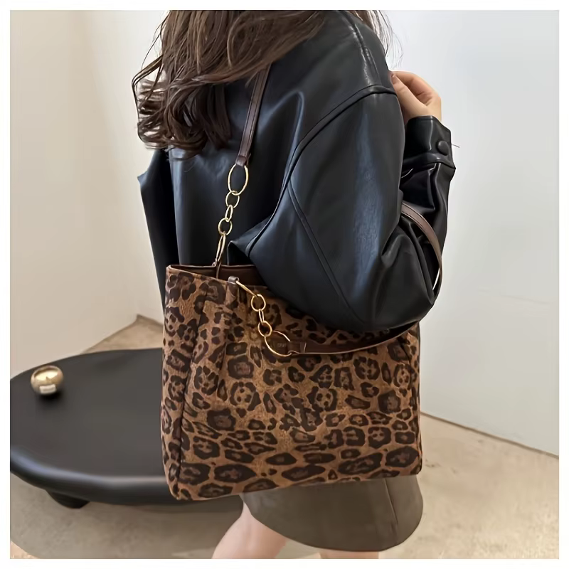 Sac à main vintage imprimé léopard