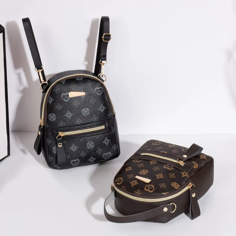 Sac à dos Mini Femme Cuir PU Imprimé Élégant Multifonction Léger Sac à Bandoulière pour Sortie Quotidienne Voyage
