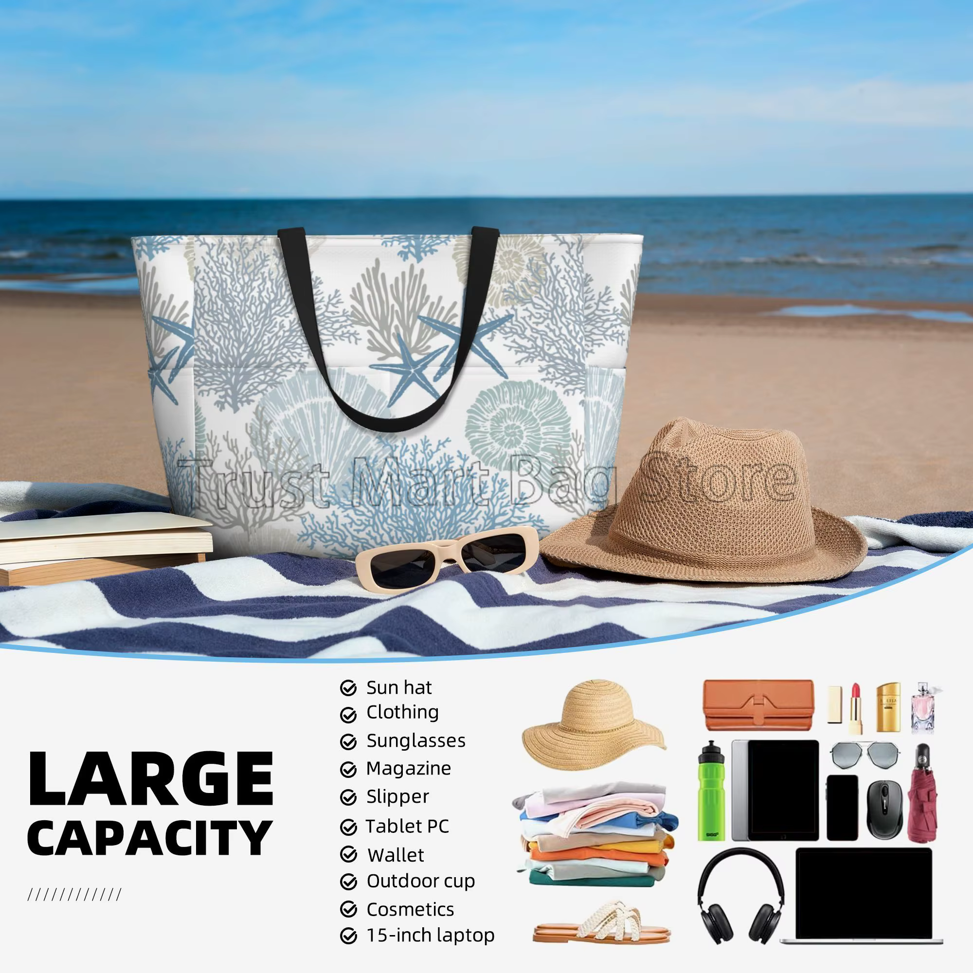 Grand sac de plage étanche pour femme
