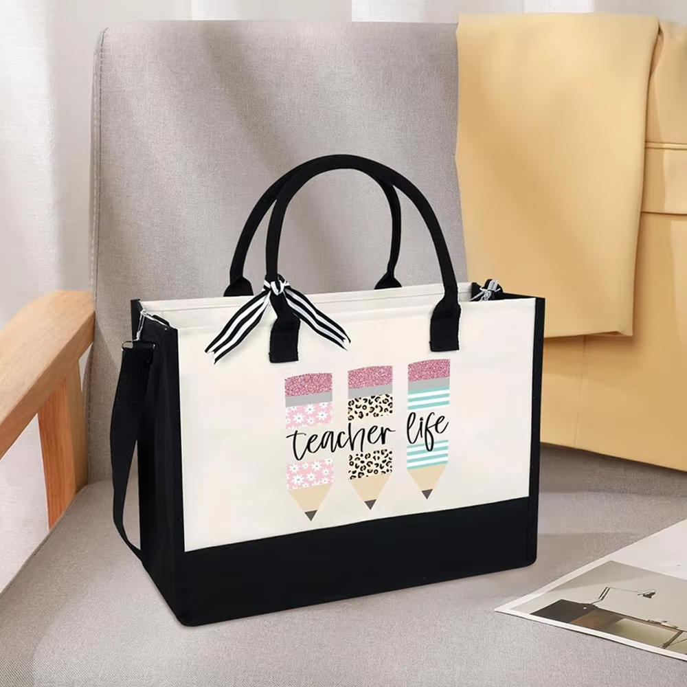 1 pièces 16.9*11.8*7.8 pouces sac fourre-tout de vie pour enseignant avec sangles cadeau de remerciement pour Mentor cadeaux de retour à l'école pour les enseignants Graduation