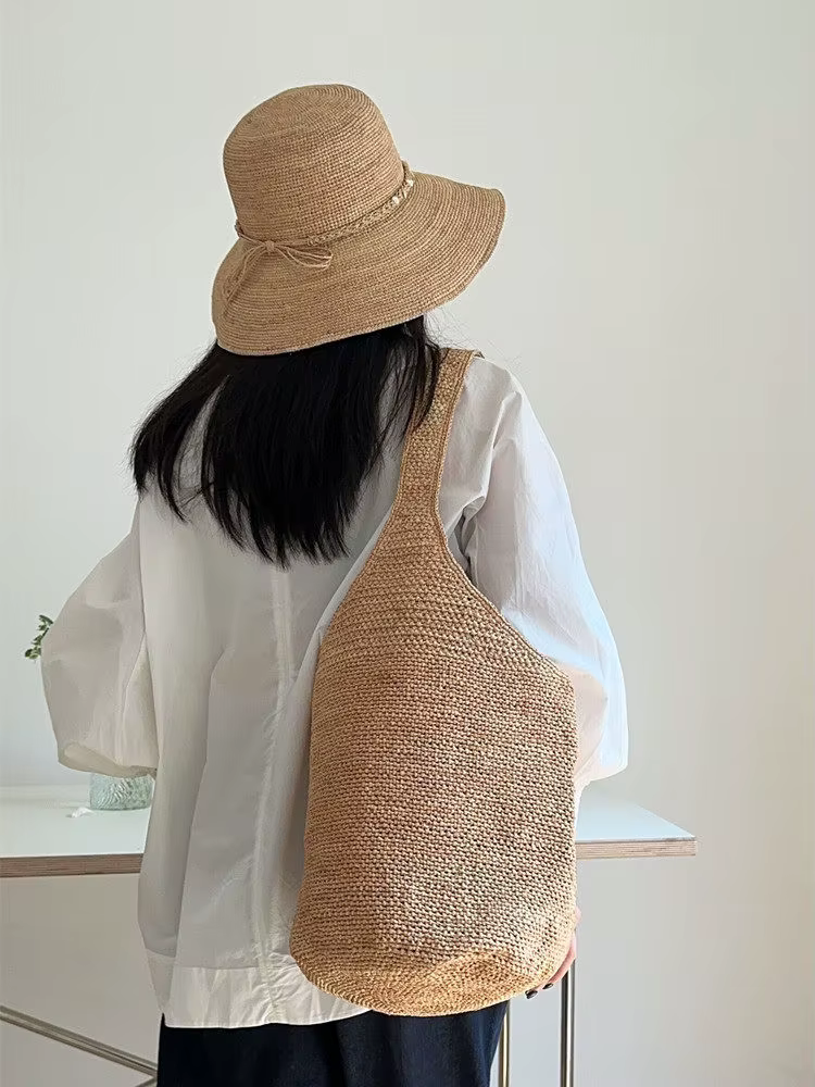 Sac seau en rotin pour femmes