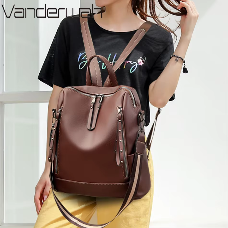 Sac à Dos de marque de luxe en cuir souple, étanche, Style Preppy, Sac multifonction pour jeunes étudiants