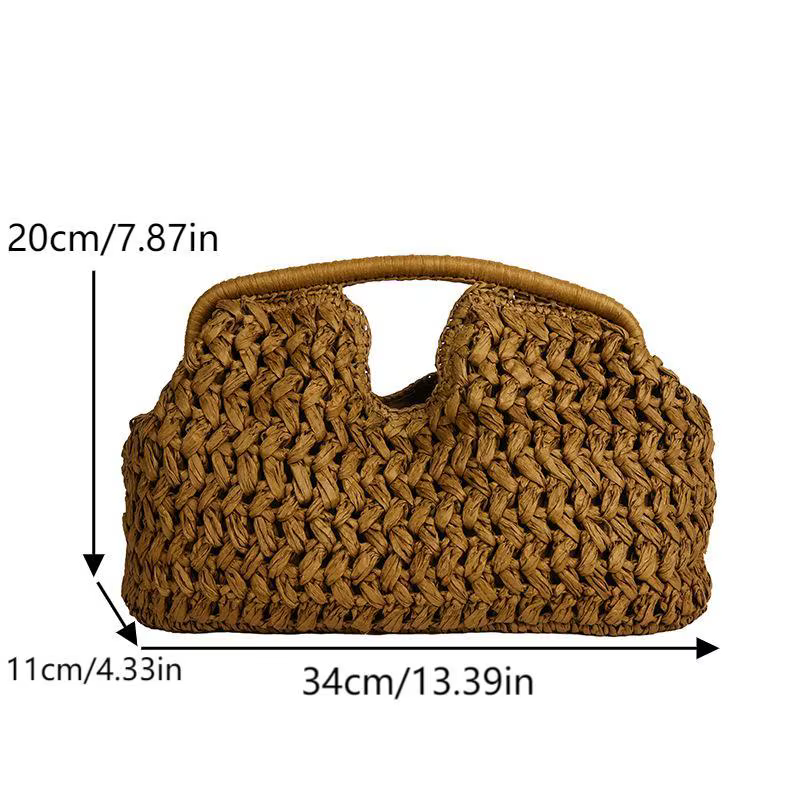 Sac à main en paille élégant pour femmes, sac à bandoulière polyvalent pour la plage, sacs tissés exquis sous le bras et de soirée, cadeau