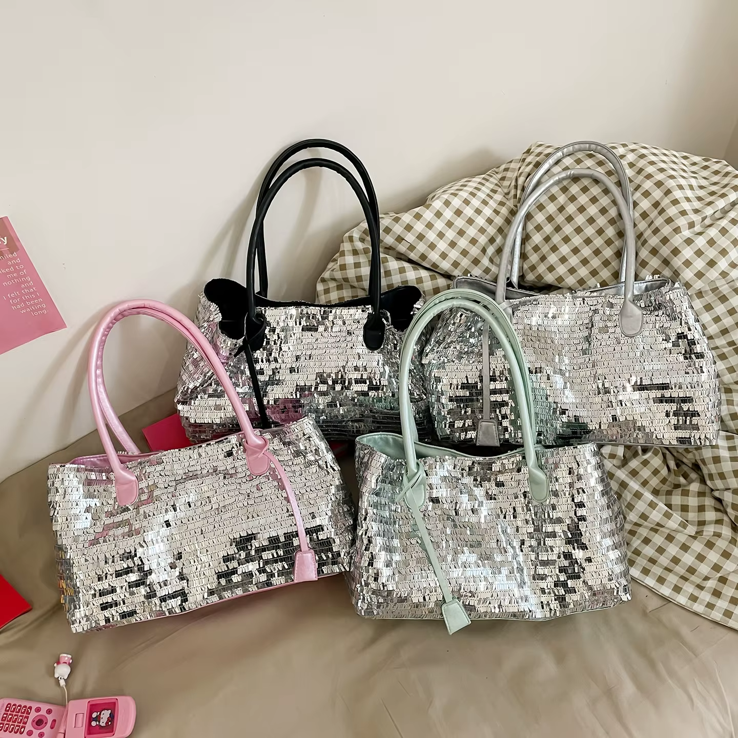 Sacs fourre-tout décontractés à sequins grande capacité
