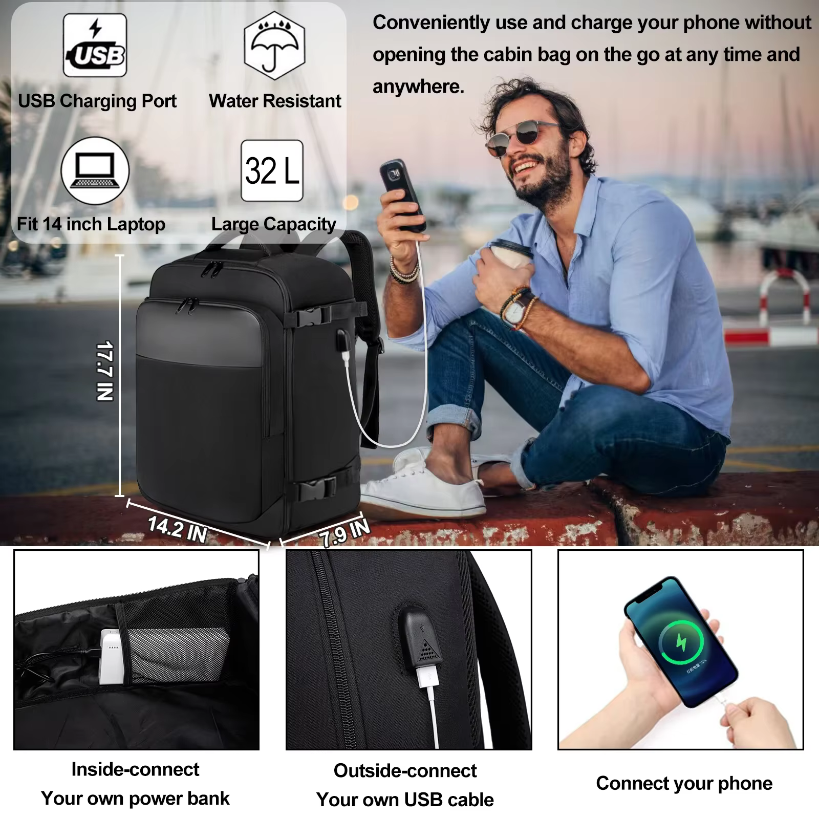 Ryanair 40x20x25 et 45x36x20 Sac à dos de voyage