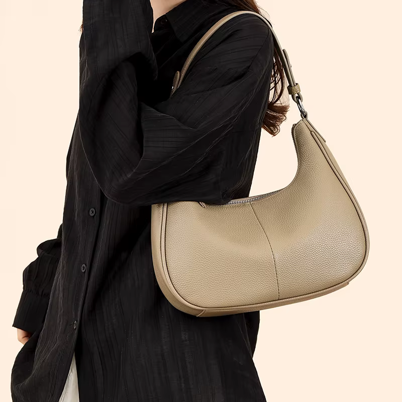 Sac à bandoulière Hobo en cuir véritable de luxe