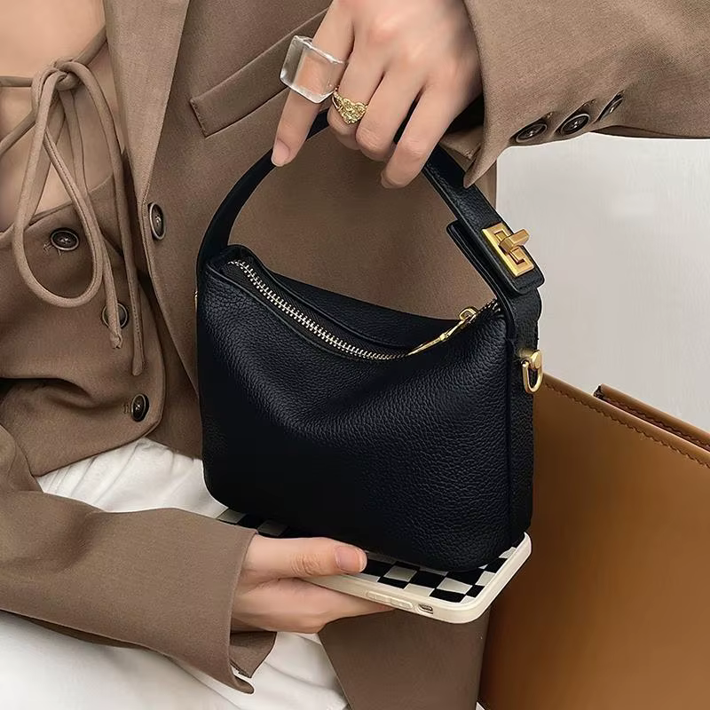 Sac à main rétro intemporel en cuir souple de qualité supérieure