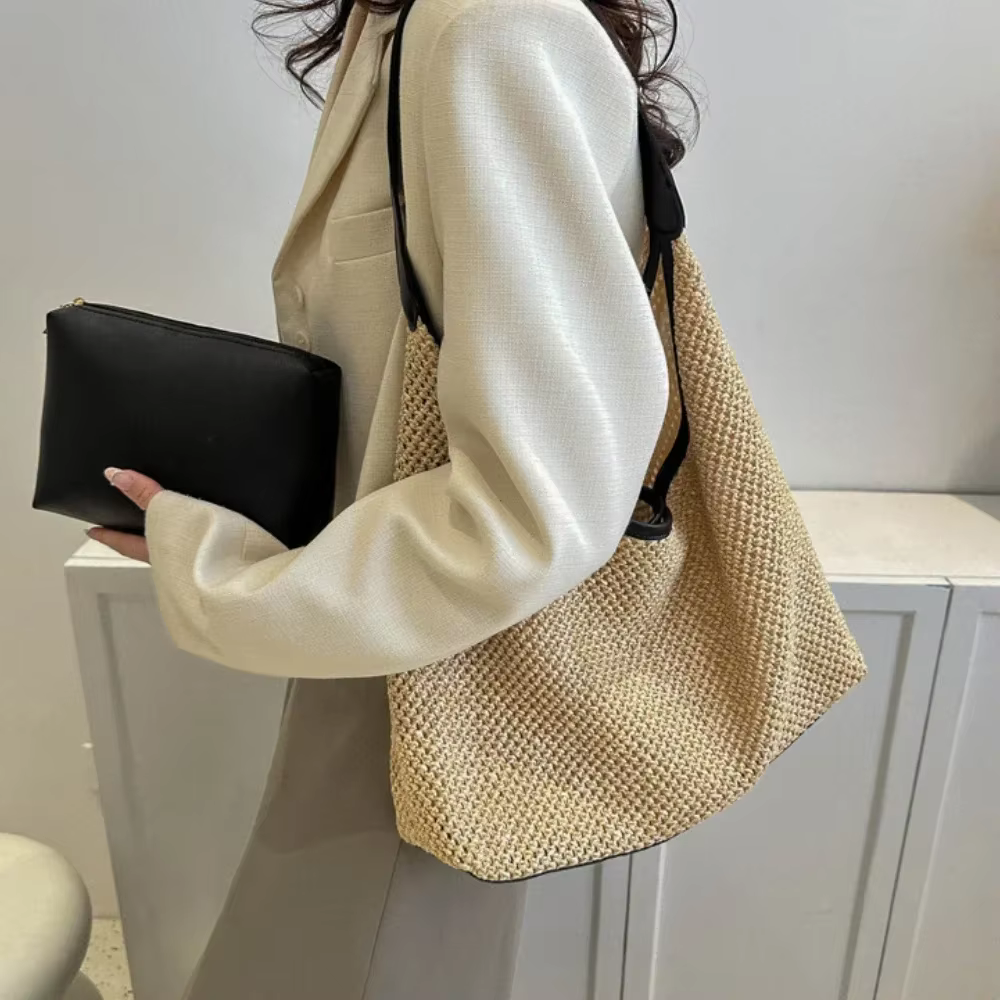 Sac de plage de voyage en rotin tissé à la main