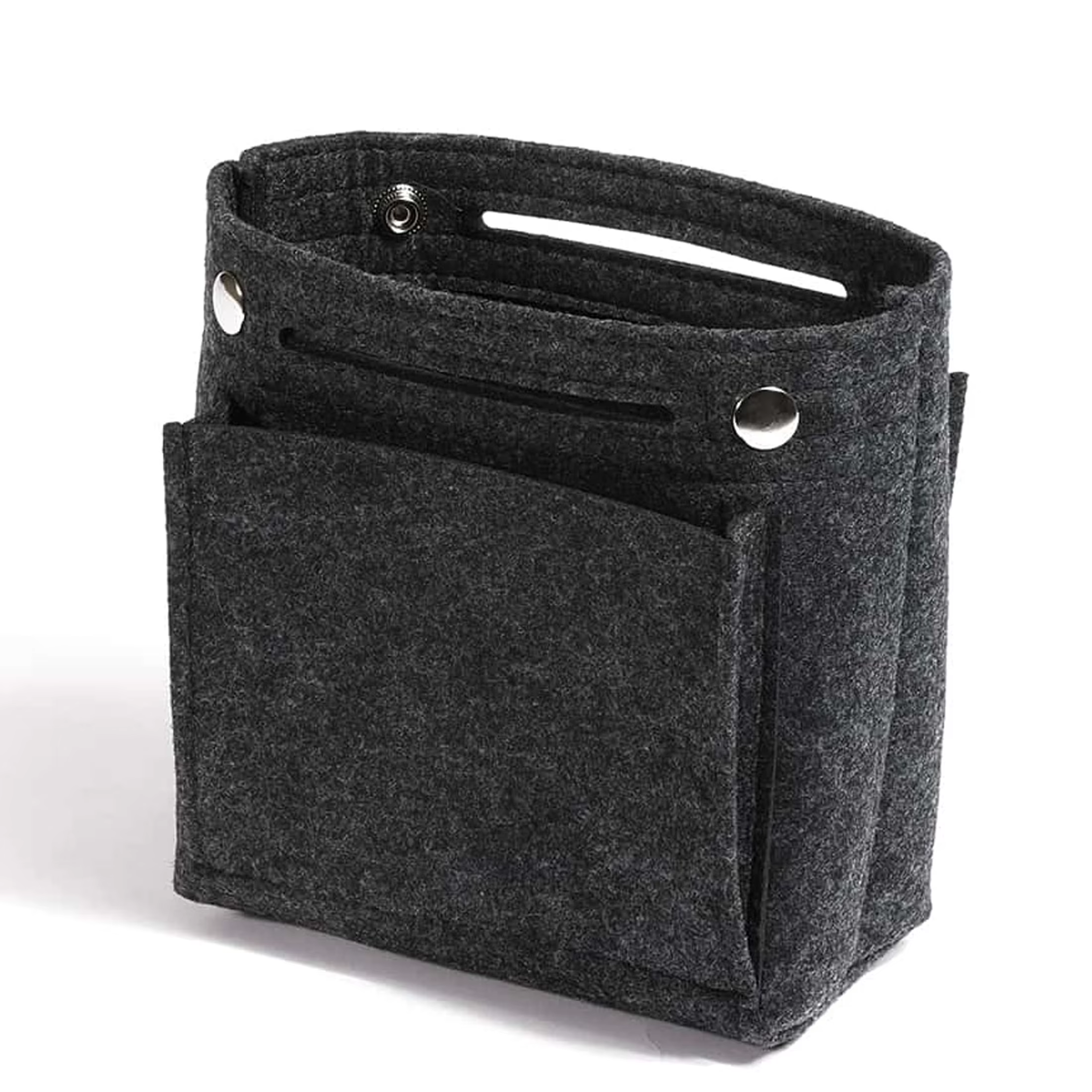 Organisateur de sac à main en feutre ultra-plat avec fermeture à bouton-pression