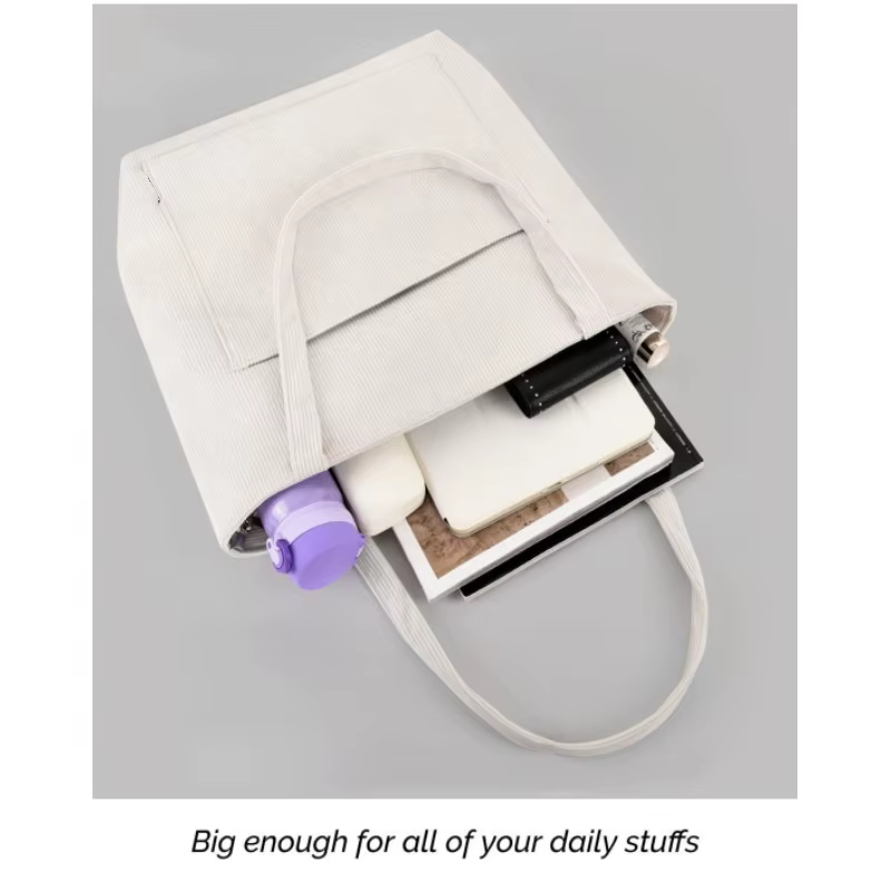 Sac fourre-tout en velours côtelé pour femme