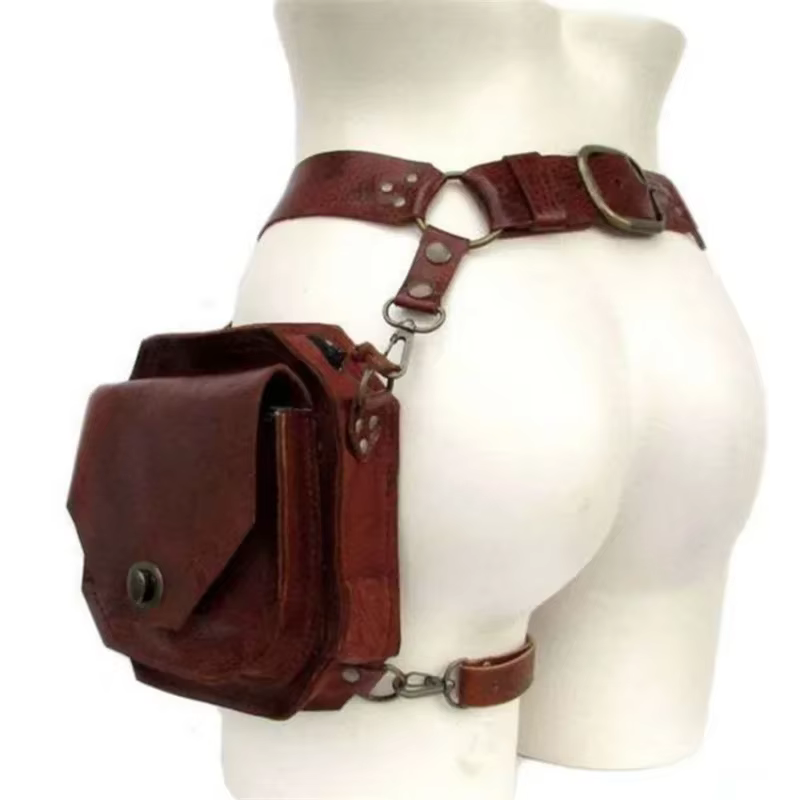 Sac de taille carré Punk rétro en PU pour femmes